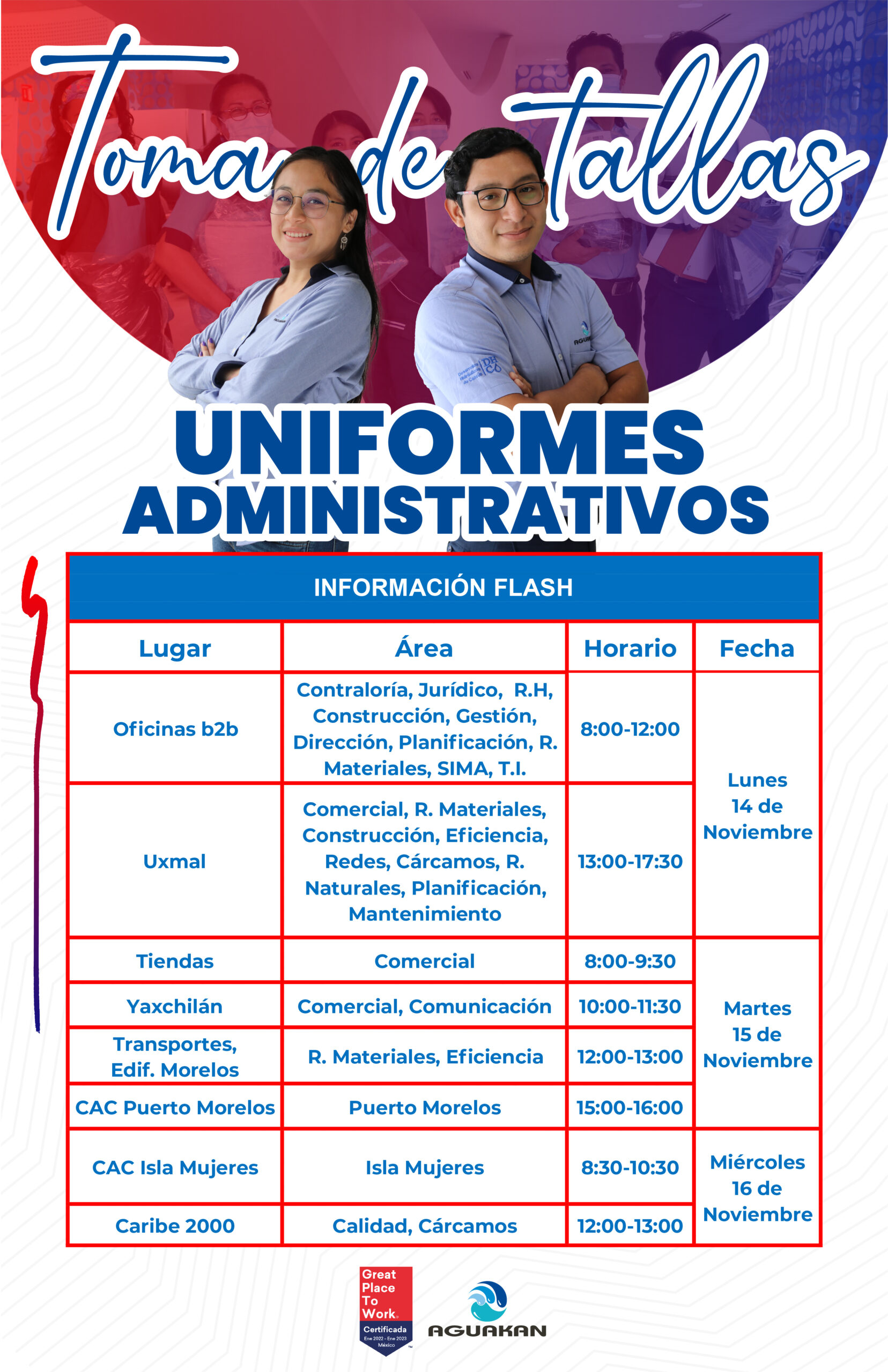 TOMA DE TALLAS DE UNIFORMES ADMINISTRATIVOS